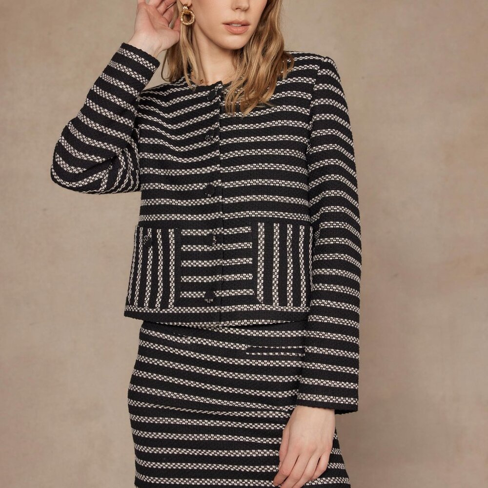Black & White Striped Blazer - Strut & Bolt